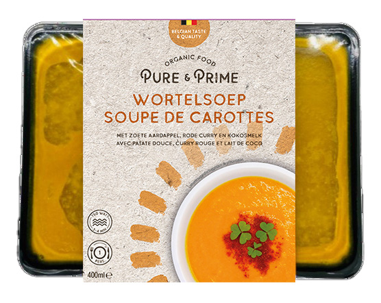 Pure & Prime Soupe fraîche - carotte - patate douce - curry rouge - lait de coco bio 400g